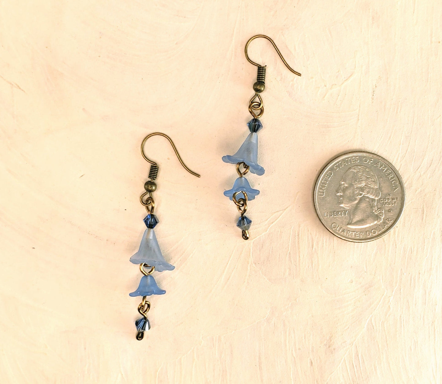 3-Tier Lucite Flower Earrings in Light Blue, Wedding, Bridesmaid, Art Nouveau, Belle Époque, Renaissance, Garden, Choice of Metals, Closures