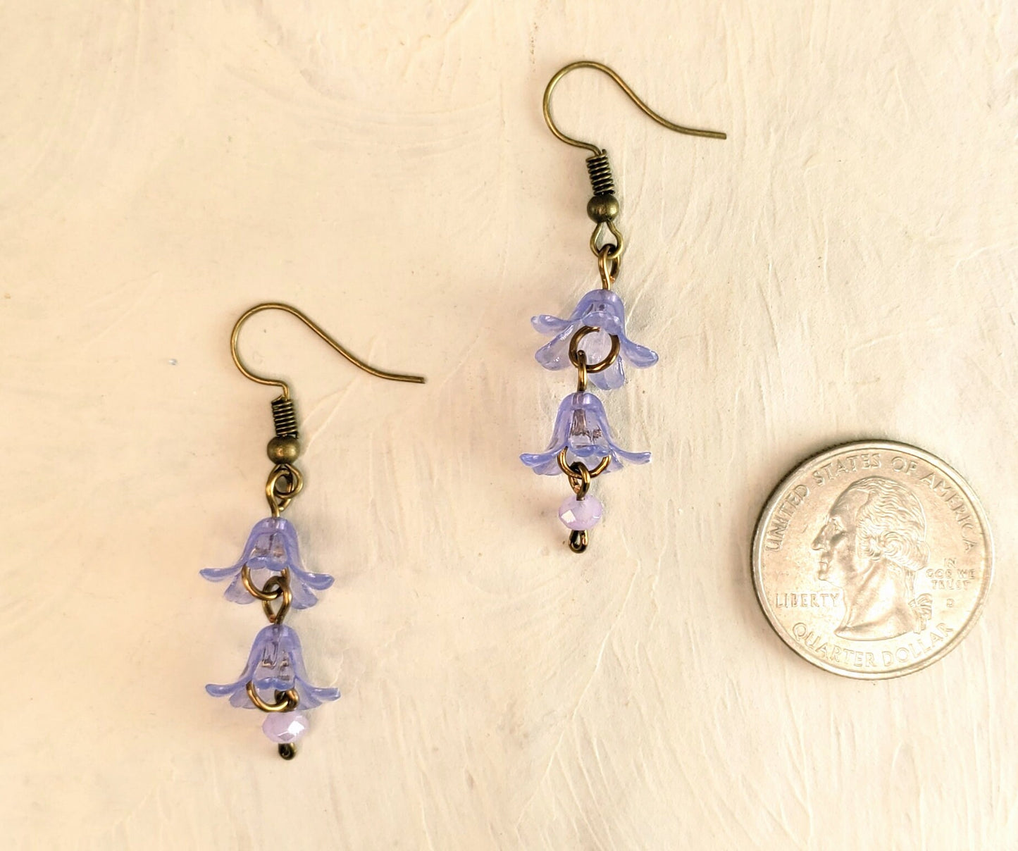 3-Tier Lucite Flower Earrings in Light Purple, Wedding, Bridesmaid, Art Nouveau, Belle Époque, Renaissance, Garden, Choice of Metals/Closure