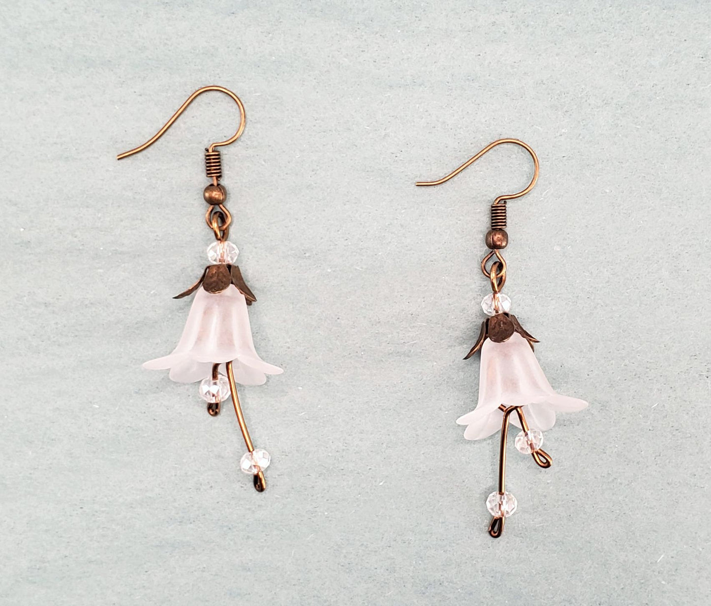 Elegant Lucite Flower Drop Earrings in White, Wedding, Bridesmaid, Art Nouveau, Belle Époque, Renaissance, Garden, Choice of Metals/Closures