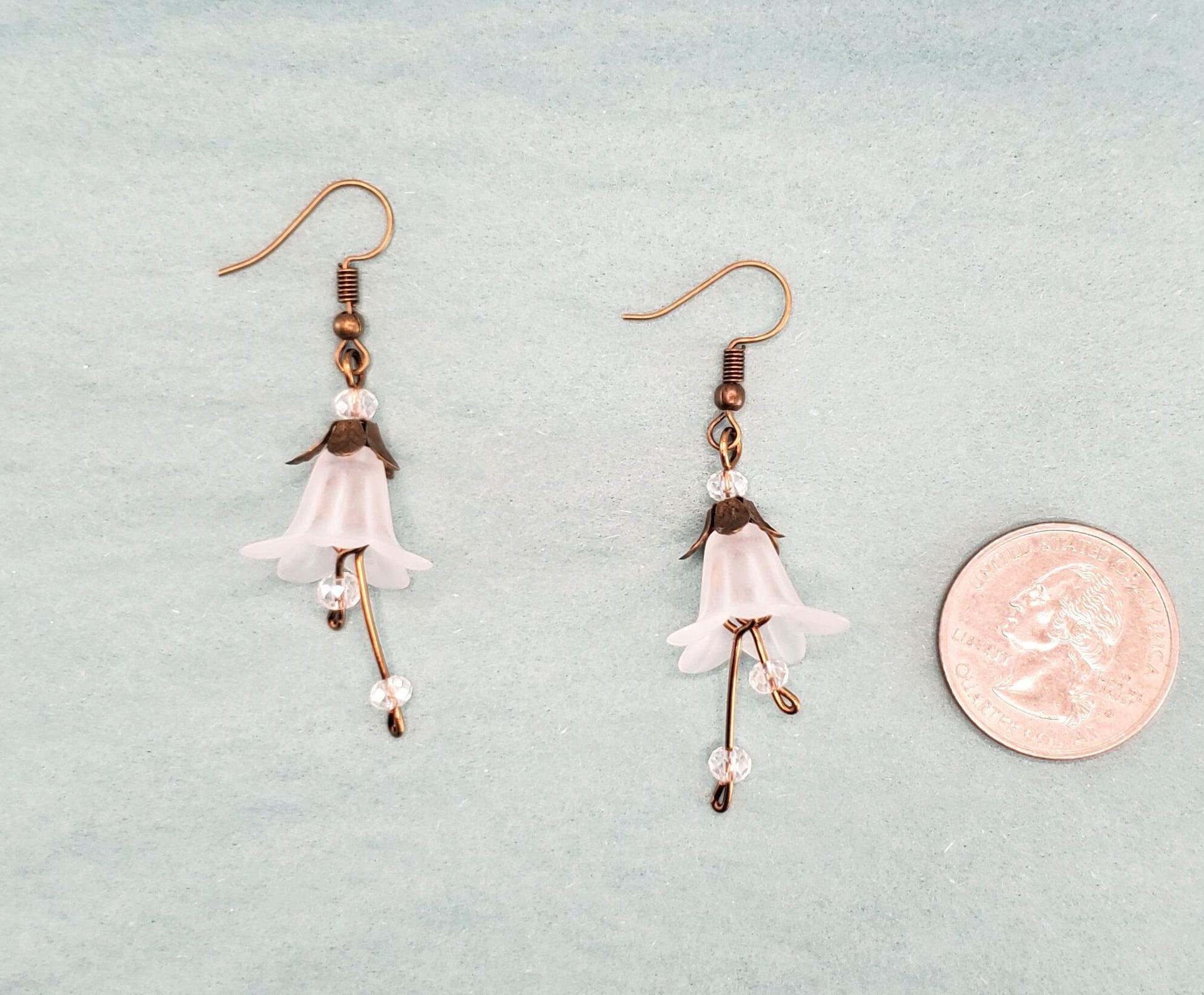 Elegant Lucite Flower Drop Earrings in White, Wedding, Bridesmaid, Art Nouveau, Belle Époque, Renaissance, Garden, Choice of Metals/Closures