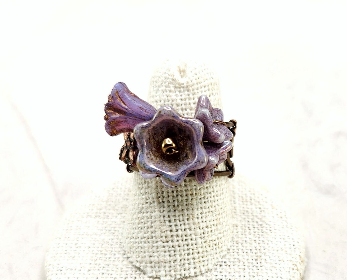 Fairytale Forest Fantasy Floral Ring in Purple Tulip Renaissance Adjustable Wire